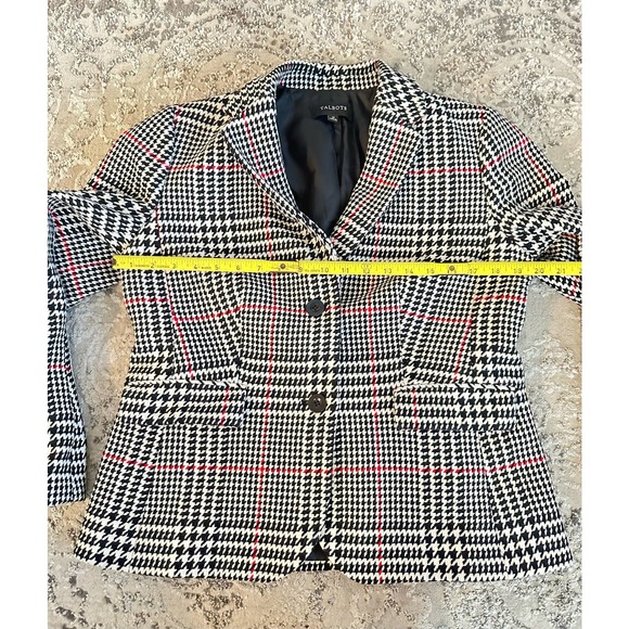 Talbots Wool Blend Black White Houndstooth Jacket Sz 10 - Picture 11 of 13